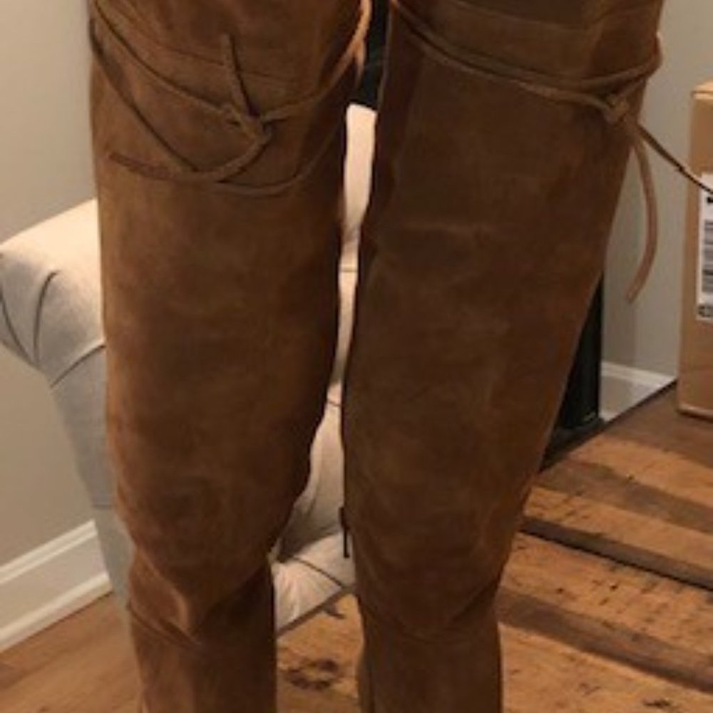 NEW $298 FREE PEOPLE CHESTNUT ECHO PLATFORM OVER-THE-KNEE BOOTS SIZE 39.5 / 9.5 - Picture 13 of 13